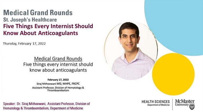 Poster for Medical Grand Rounds on Five Things Every Internist Should Know About Anticoagulants