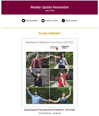 Weekly Update Newsletter cover page of of faculty highlights