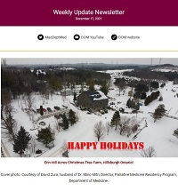 Weekly Update Newsletter cover page of a birds-eye view of snow on a property