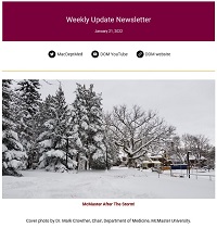 Weekly Update Newsletter cover page of a snowy landscape