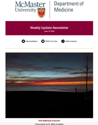 Weekly Update Newsletter cover page of a sunset landscape