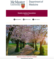 Weekly Update Newsletter cover page of cherry blossom trees