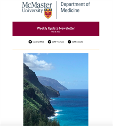 Weekly Update Newsletter cover page of mountains beside the ocean 