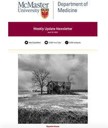 Weekly Update Newsletter cover page of an abandoned house in a field