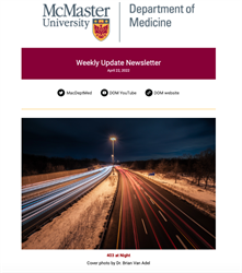 Weekly Update Newsletter cover page of a highway at night