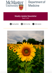 Weekly Update Newsletter cover page of a field of sunflowers