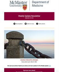 Weekly Update Newsletter cover page of chains in front of water