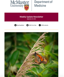 Weekly Update Newsletter cover page of a butterfly on a plant
