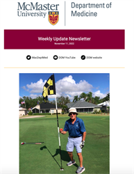 Weekly Update Newsletter cover page of a golfer holding a flag