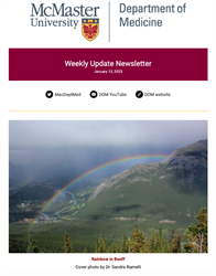 Weekly Update Newsletter cover page of a grassy hill with a rainbow
